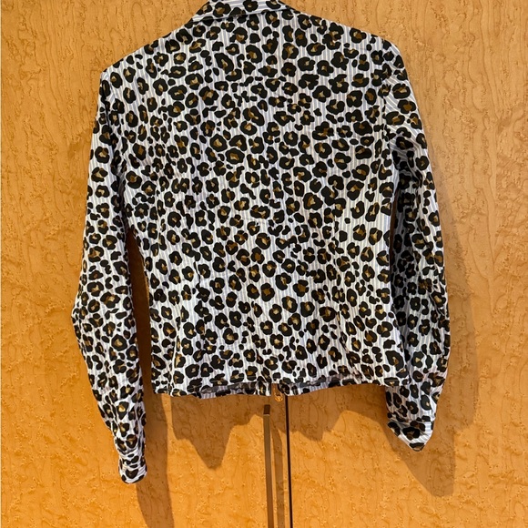 Versace Blue Leopard Print Zip-Up Blouse - Picture 3 of 6